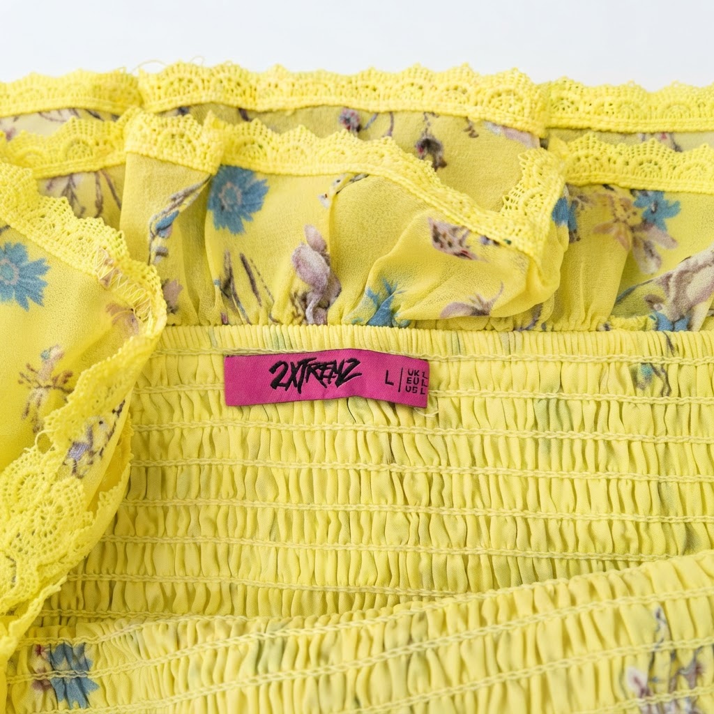Women's Yellow Floral Off-The-Shoulder Ruffle Top