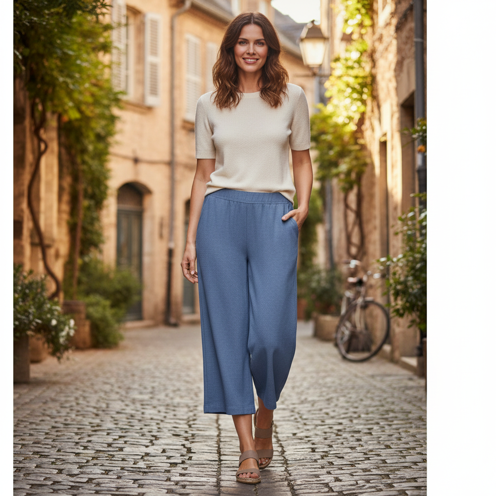 Esmara Women's Blue Wide Leg Cropped Culottes