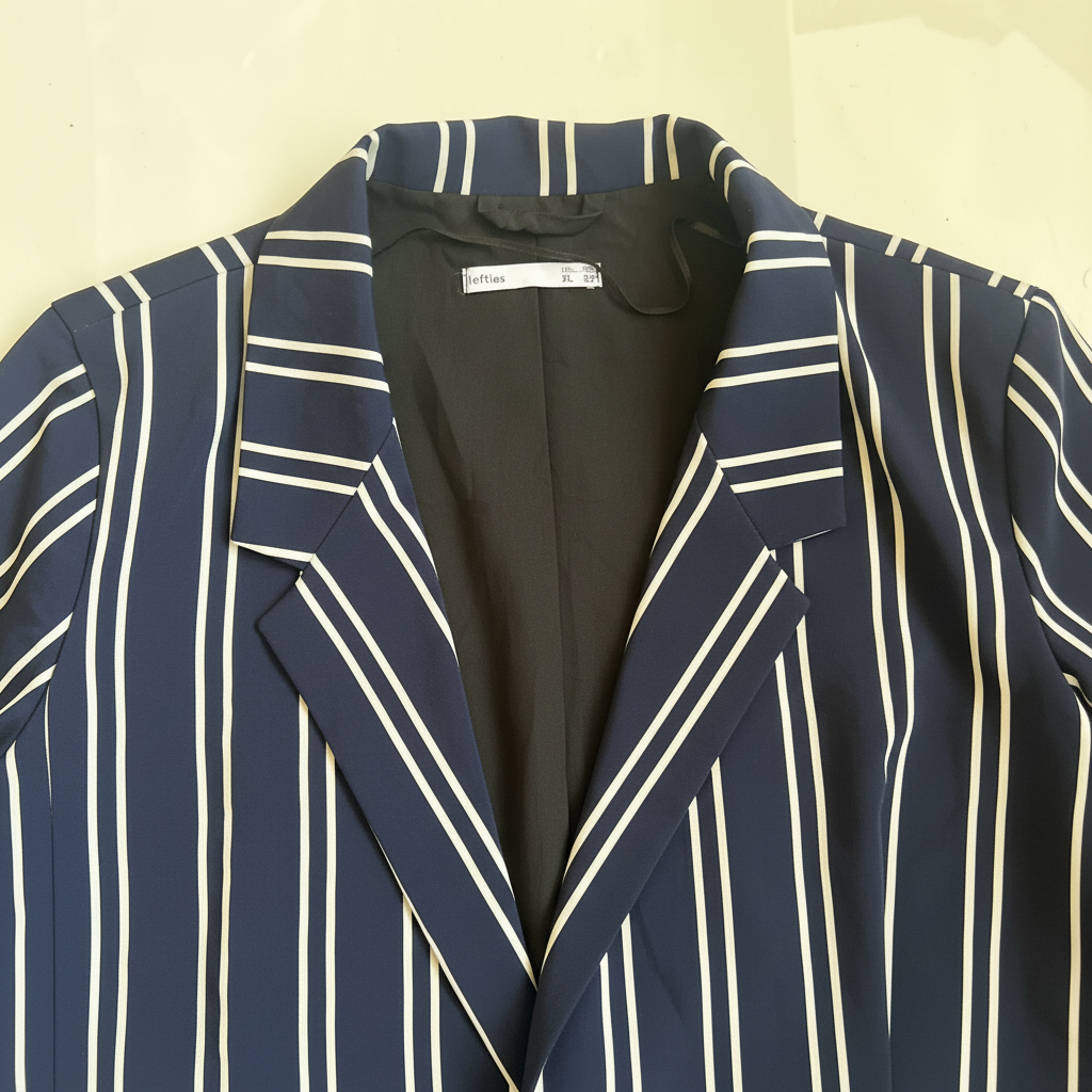 lefties Women's Navy and White Vertical Striped Tailored Bla