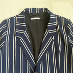 lefties Women's Navy and White Vertical Striped Tailored Bla