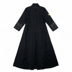 Haya Abaya Black Lace Trim Open Front Long Cardigan