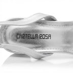 Silver Metallic Crystal Bow Slingback Heels