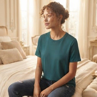 Deep Teal Relaxed Fit Boxy Crew Neck T-Shirt