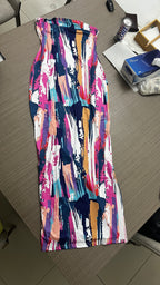 SHEIN Multi-color Abstract Print Strapless Midi Tube Dress