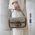 GUCCI 650833 Monogram Small Flap Shoulder Bag with Horsebit