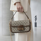 GUCCI 650833 Monogram Small Flap Shoulder Bag with Horsebit