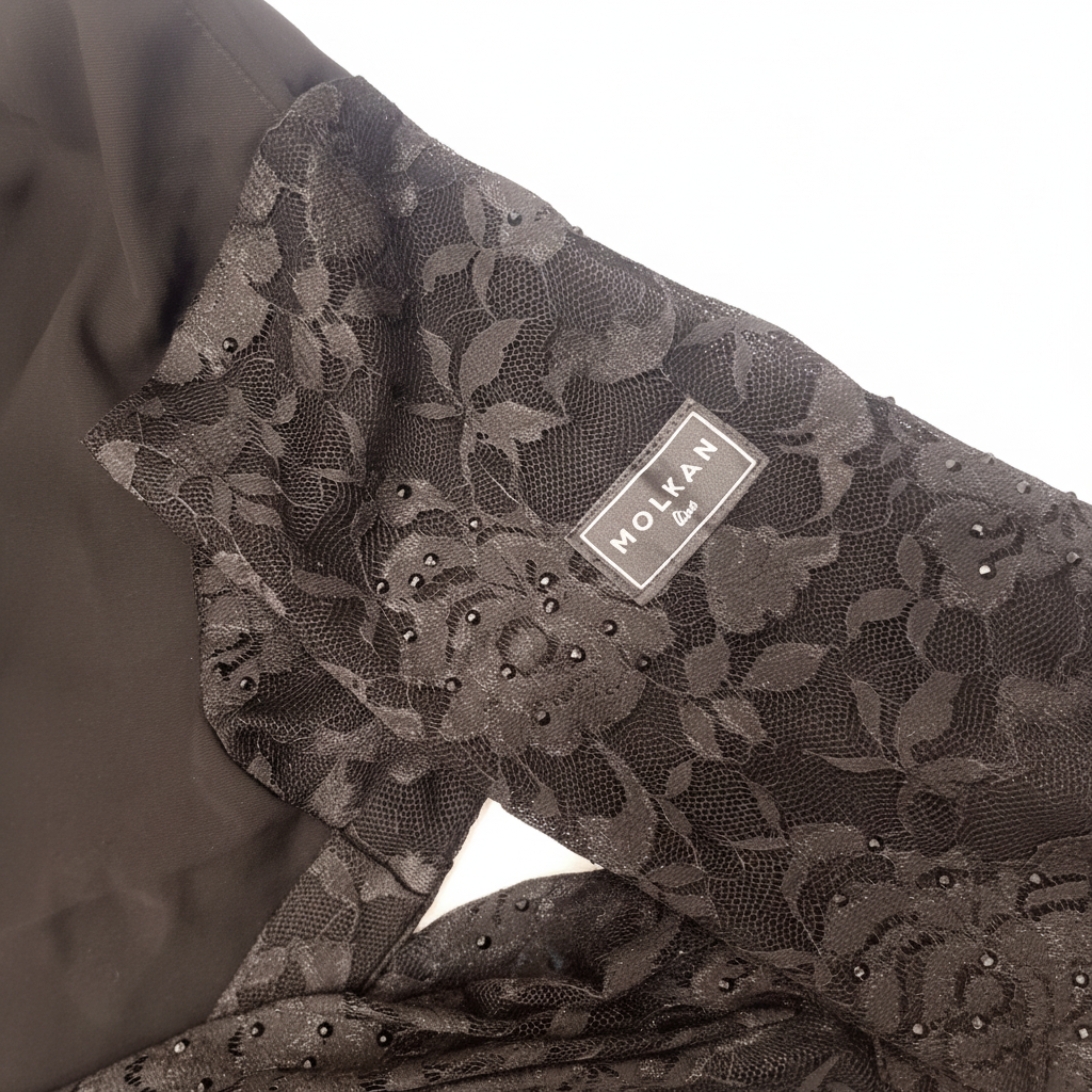 Elegant Black Abaya with Lace Panels and Sequins