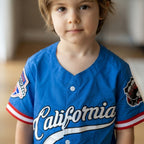 SHEIN Royal Blue California Script Kids Baseball Jersey