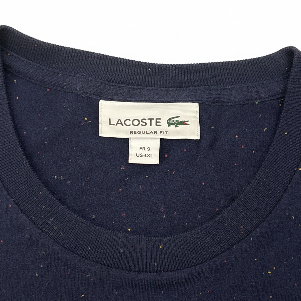 Lacoste Men's Navy Flecked Cotton T-Shirt - US 4XL