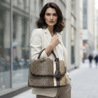 Chrisbella Monogram Top Handle Bag Brown