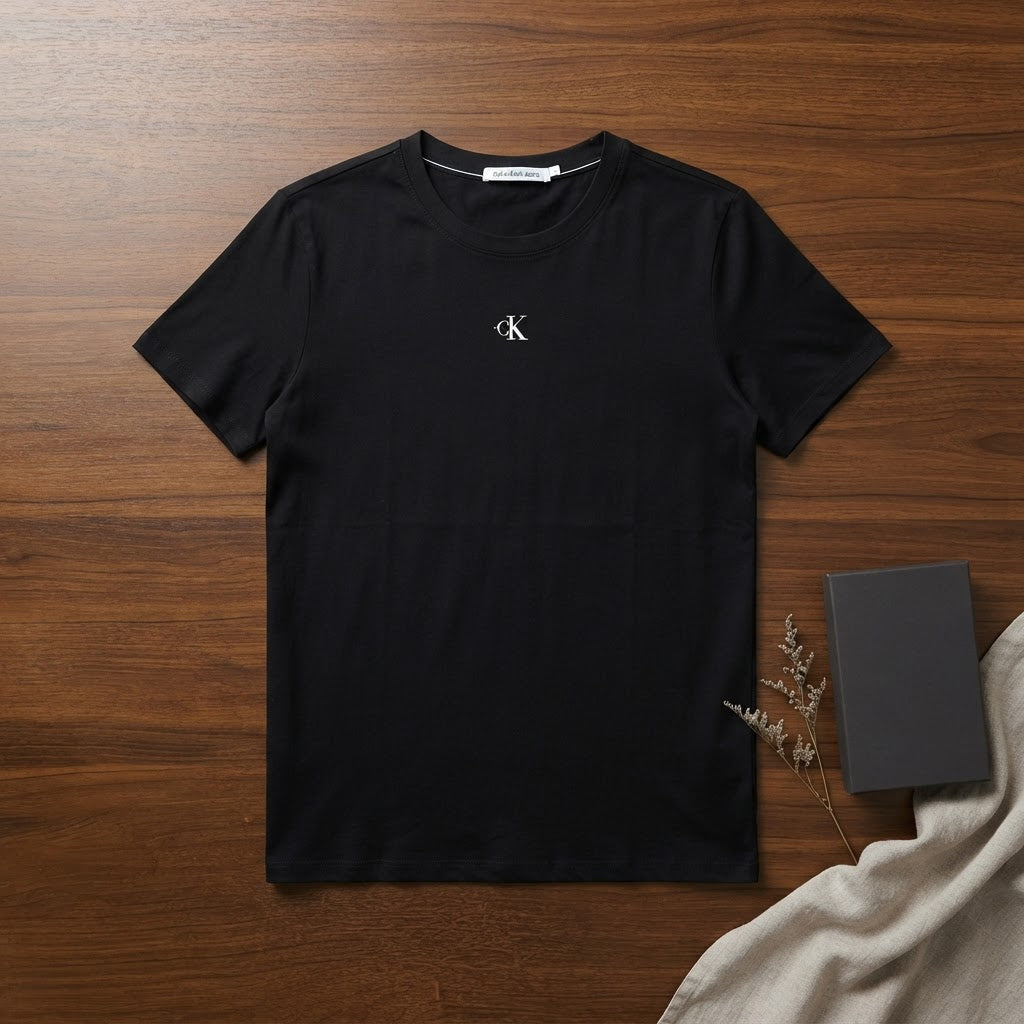 Calvin Klein Jeans Black Short-Sleeve T-Shirt with White Log