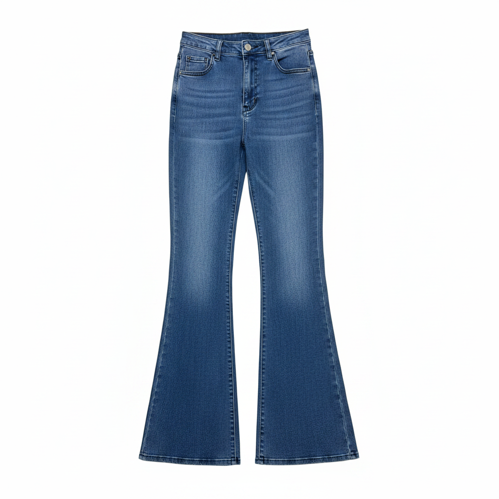 High-Waisted Blue Flared Denim Jeans - Unisex