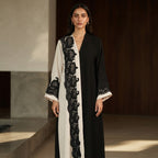 Black and Cream Lace Panel Long Tunic Kameez