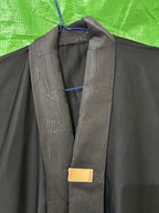 Deep Navy Black Open-Front Abaya with Jacquard Sash