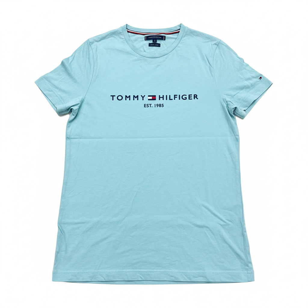 Tommy Hilfiger Men's Light Blue Organic Cotton Logo T-Shirt