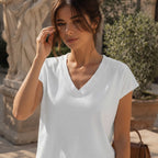 anko White V-Neck Cap-Sleeve Boxy Top