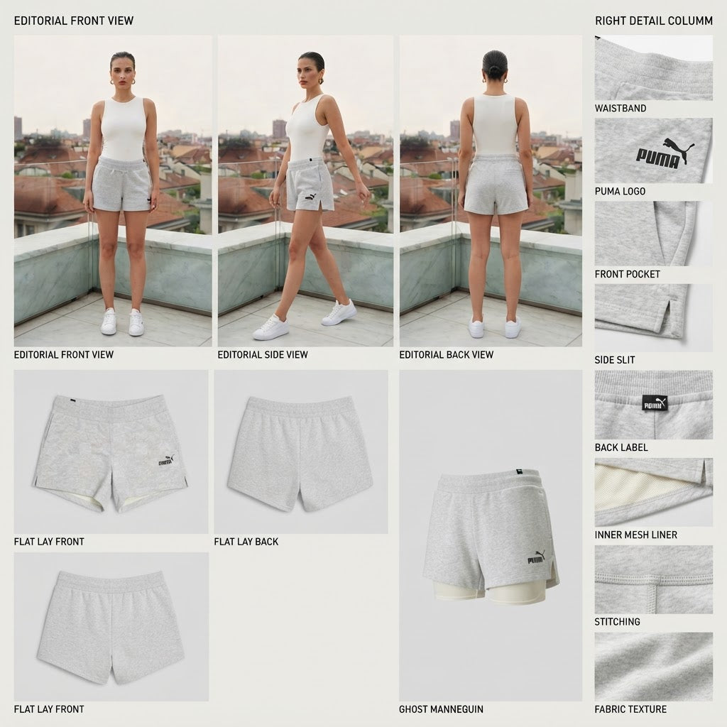 Puma Grey Heather Logo Athletic Sweat Shorts