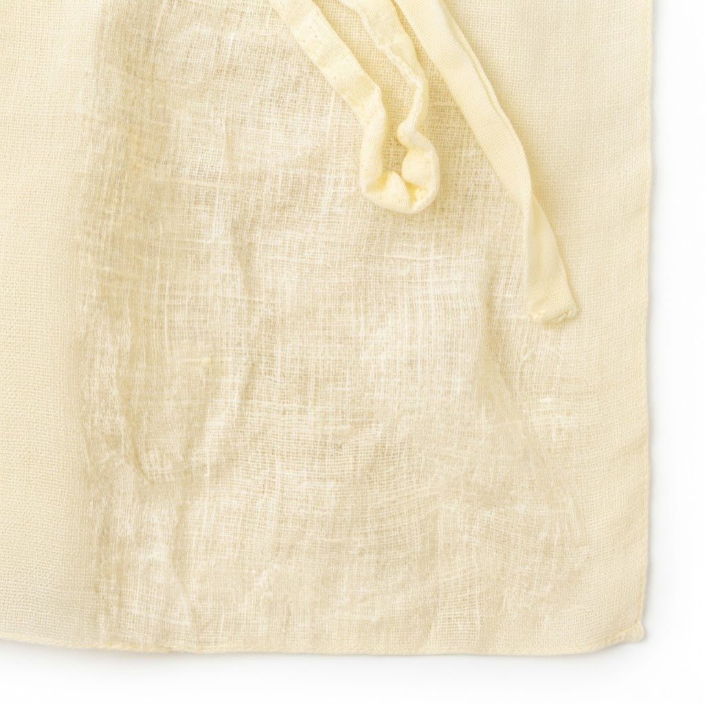Women's Yellow Linen V-Neck Ruched Blouse