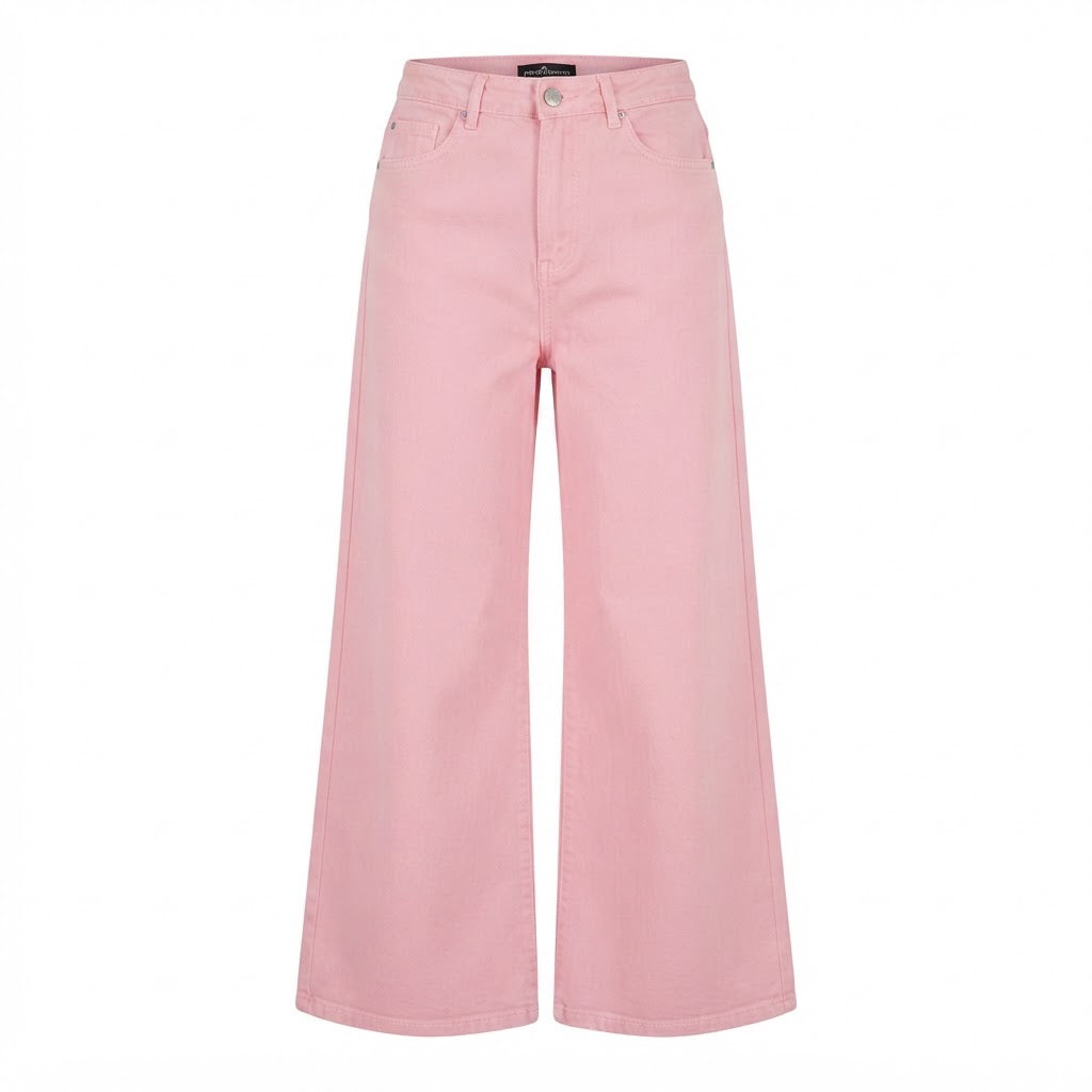 PrettyLittleThing Baby Pink Wide Leg Denim Jeans - Contempor