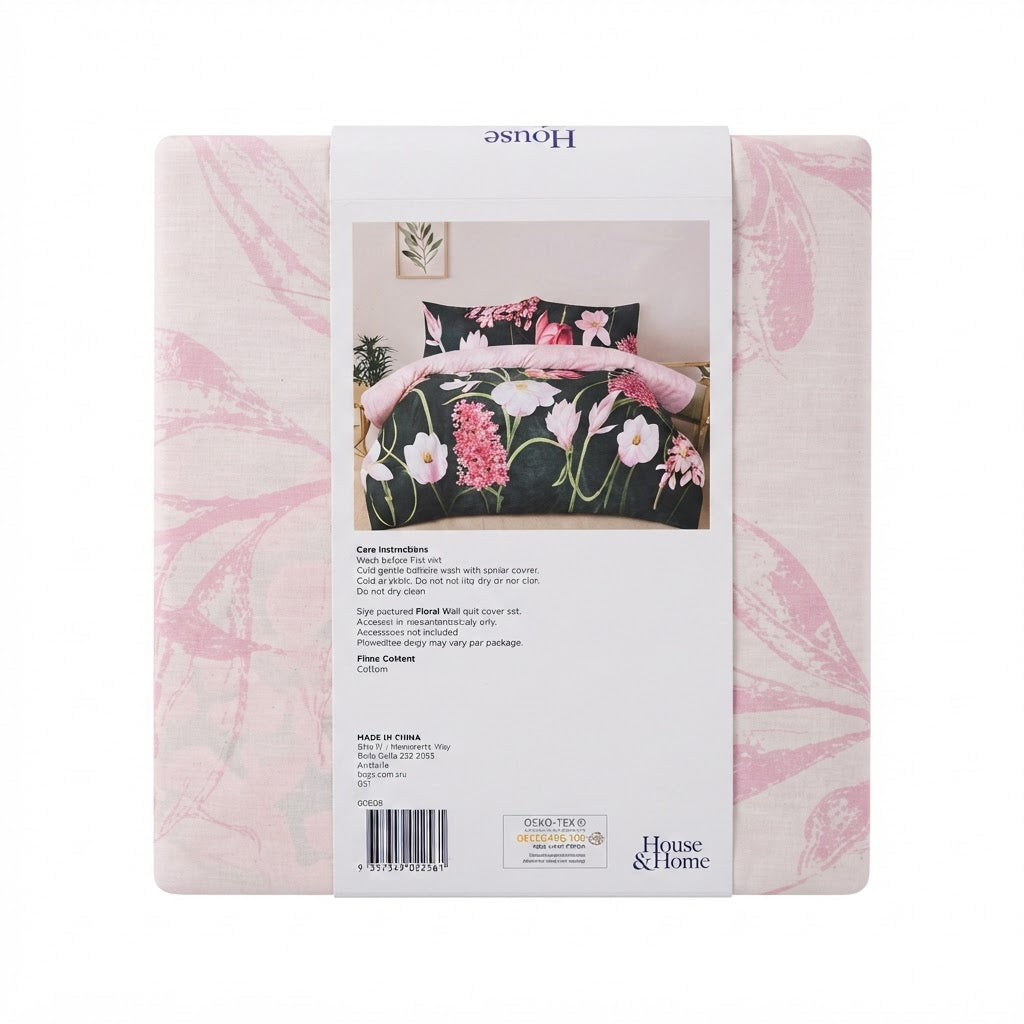 House & Home Unisex Cream Floral Reversible Cotton Queen Duv