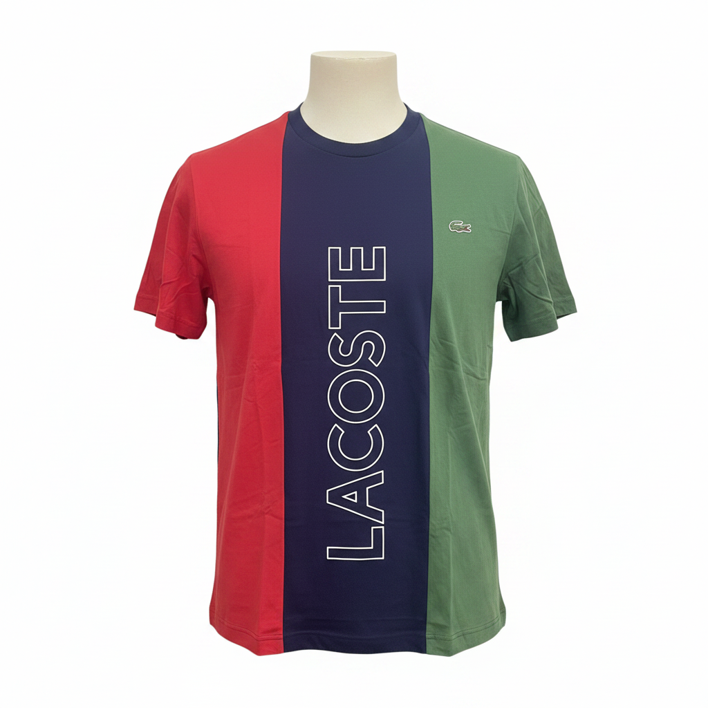 LACOSTE Men's Tri-Color Block Graphic Cotton T-Shirt