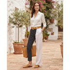 Women's Black and black Geometric Print Slim-Fit Trousers