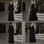 Black Pearl Embellished Open Front Abaya Size 56