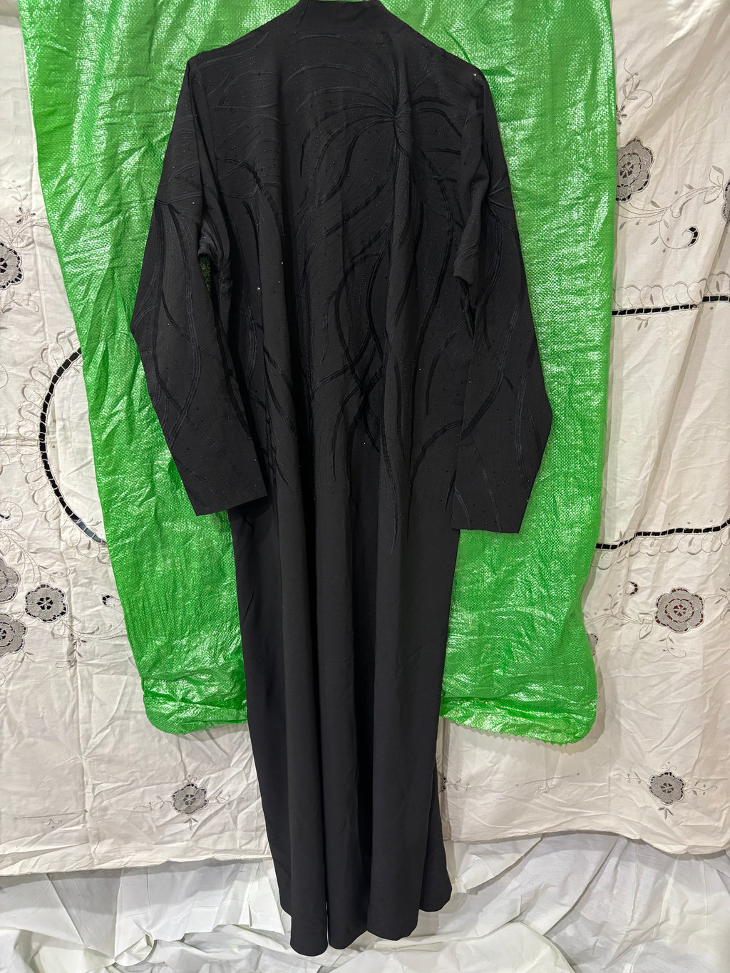 represent Black Embellished Occasion Abaya with Embroidered