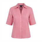 [WearU Generated:merch_ghost] Tracy M. Rose Pink Linen-Blend Pintuck Blouse – merch ghost