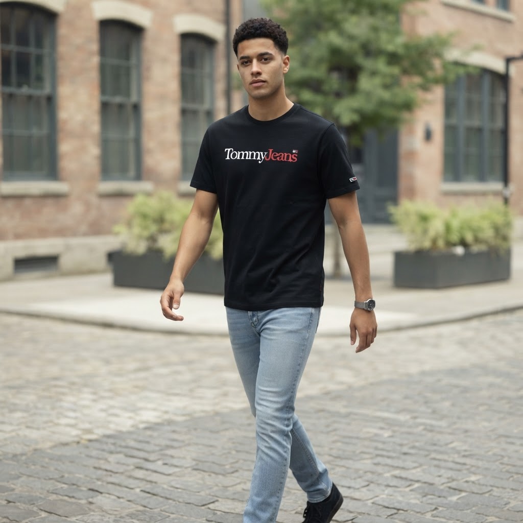 Tommy Jeans Black Tommy Jeans Logo Crew-Neck T-Shirt XXL