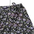 Women's Black Mini Skirt with Purple Floral Print