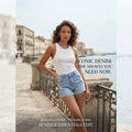 Light Wash Distressed Denim Shorts with Frayed Hem