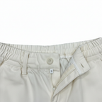Women's White High-Waist Wide-Leg Pleated Trousers