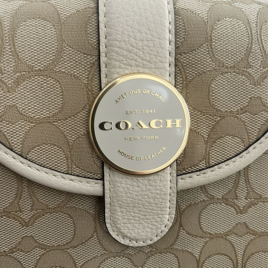 COACH Signature Monogram Canvas Crossbody Bag in Beige