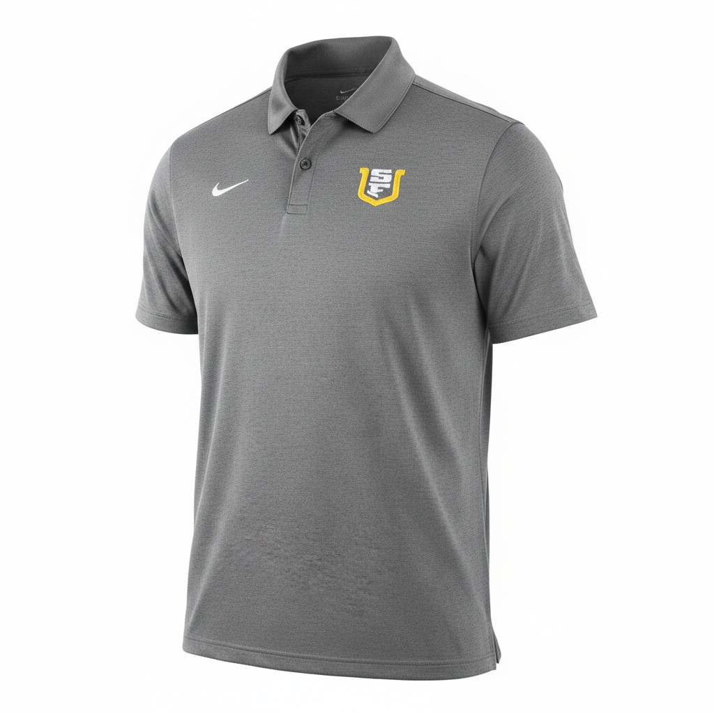 Nike Men's Grey Dri-Fit SF Logo Performance Polo Shirt