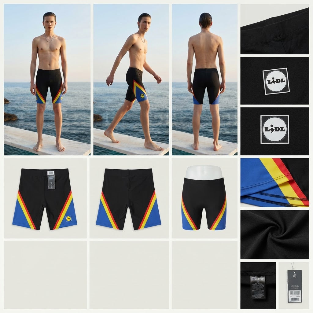 Lidl Black Colorblock Athletic Cycling Shorts