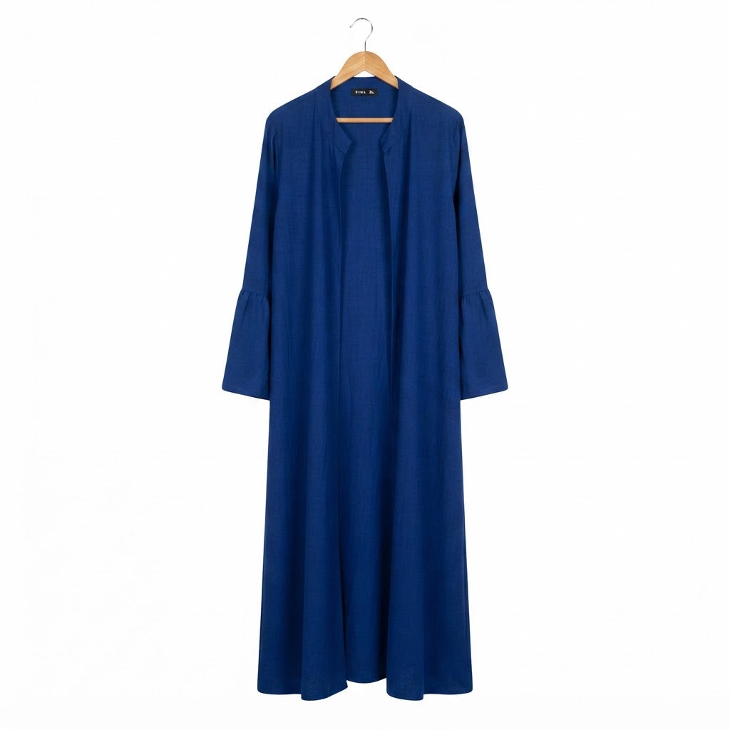 Women's Royal Blue Bell Sleeve Floor-Length Abaya