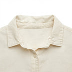 ZARA Women's Cream Linen-Blend Short Sleeve Button-Down Shir