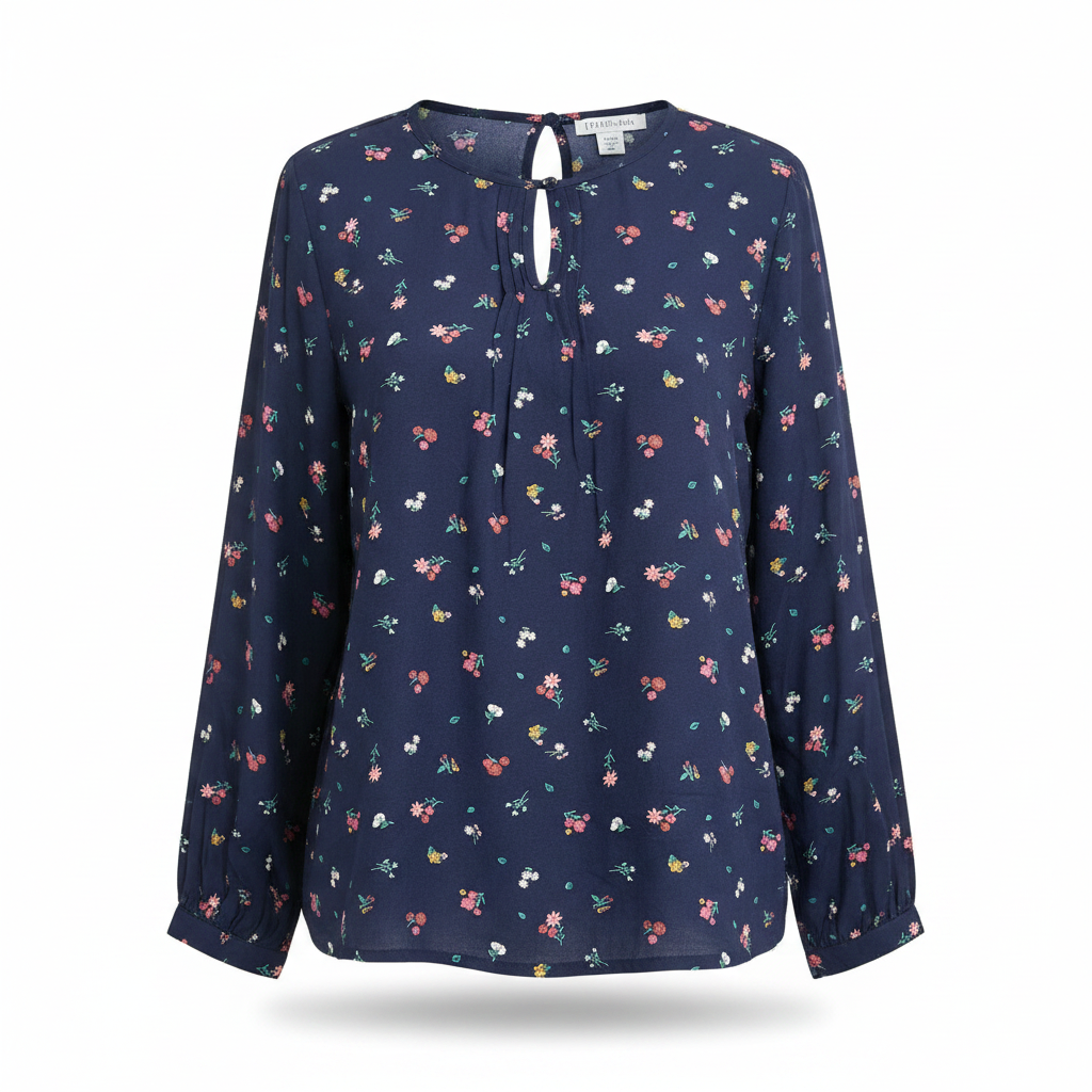 Primark Girls Navy Floral Long Sleeve Blouse 12-13Y
