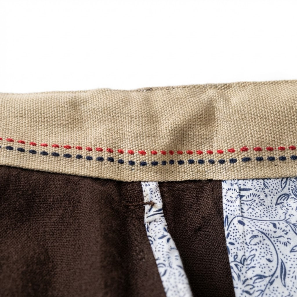 Francesco Smarto Women's Chocolate Brown Linen Blend Drawstr