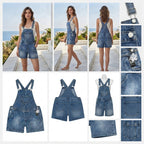 esmara Mid-Wash Blue Acid Wash Denim Short Overalls