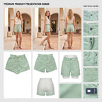 esmara Mint Green High-Waisted Elasticated Waist Denim Short