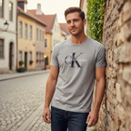 Calvin Klein Jeans Men's Grey Logo Graphic T-Shirt