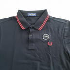FRED PERRY Men's Black Patch-Detail Cotton Polo Shirt