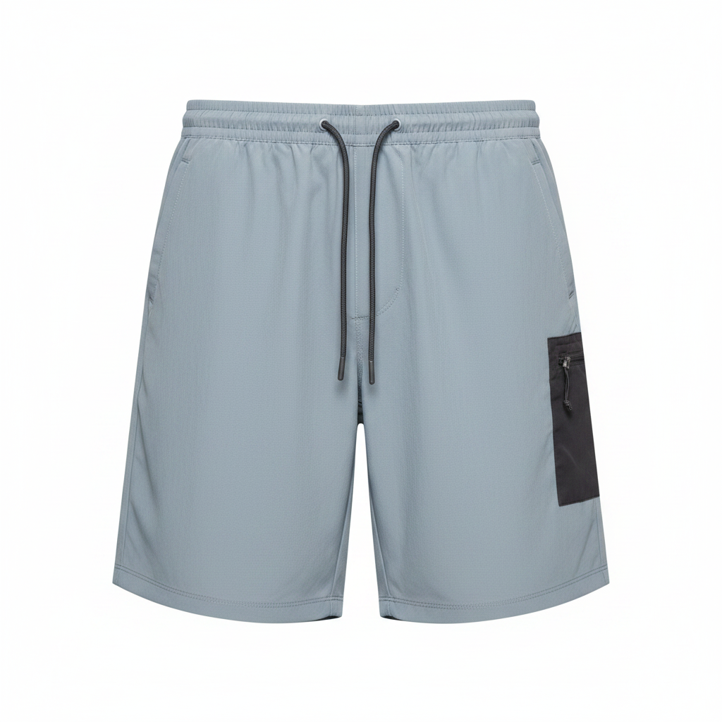 Men's Grey Lightweight Cargo Shorts with Zipper Pocket