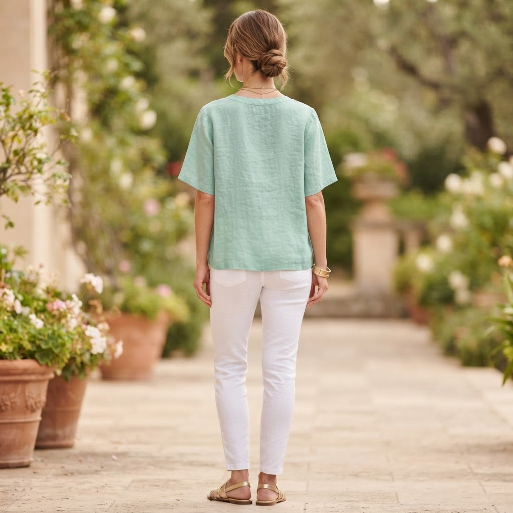 GAP Women's Mint Green Relaxed Linen Button-Down Blouse