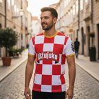 Ožujsko Men's Red & White Checkered Beer Logo T-Shirt Size S