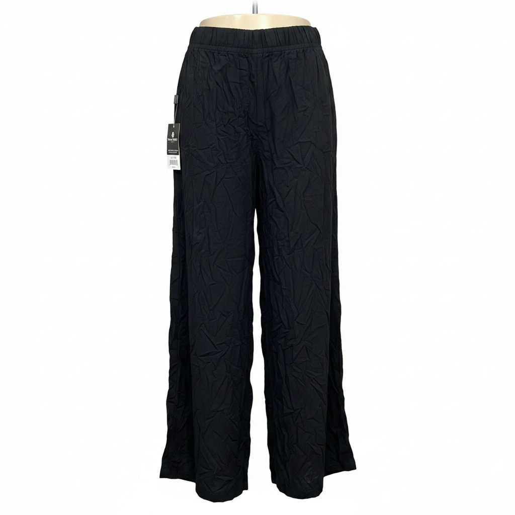Esmara Women's Black Wide Leg Crinkle Knit Pants
