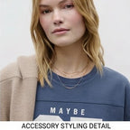 Slate Blue Oversized Varsity Graphic Sweatshirt Top