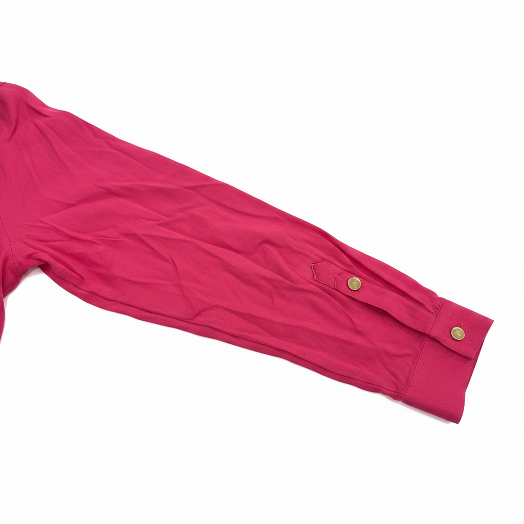 Cortefiel Women's Fuchsia Pink Roll-Tab Sleeve Blouse